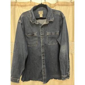 LL Bean Denim Shirt Mens XL Reg Traditional Fit Button Down Shirt Top Blue